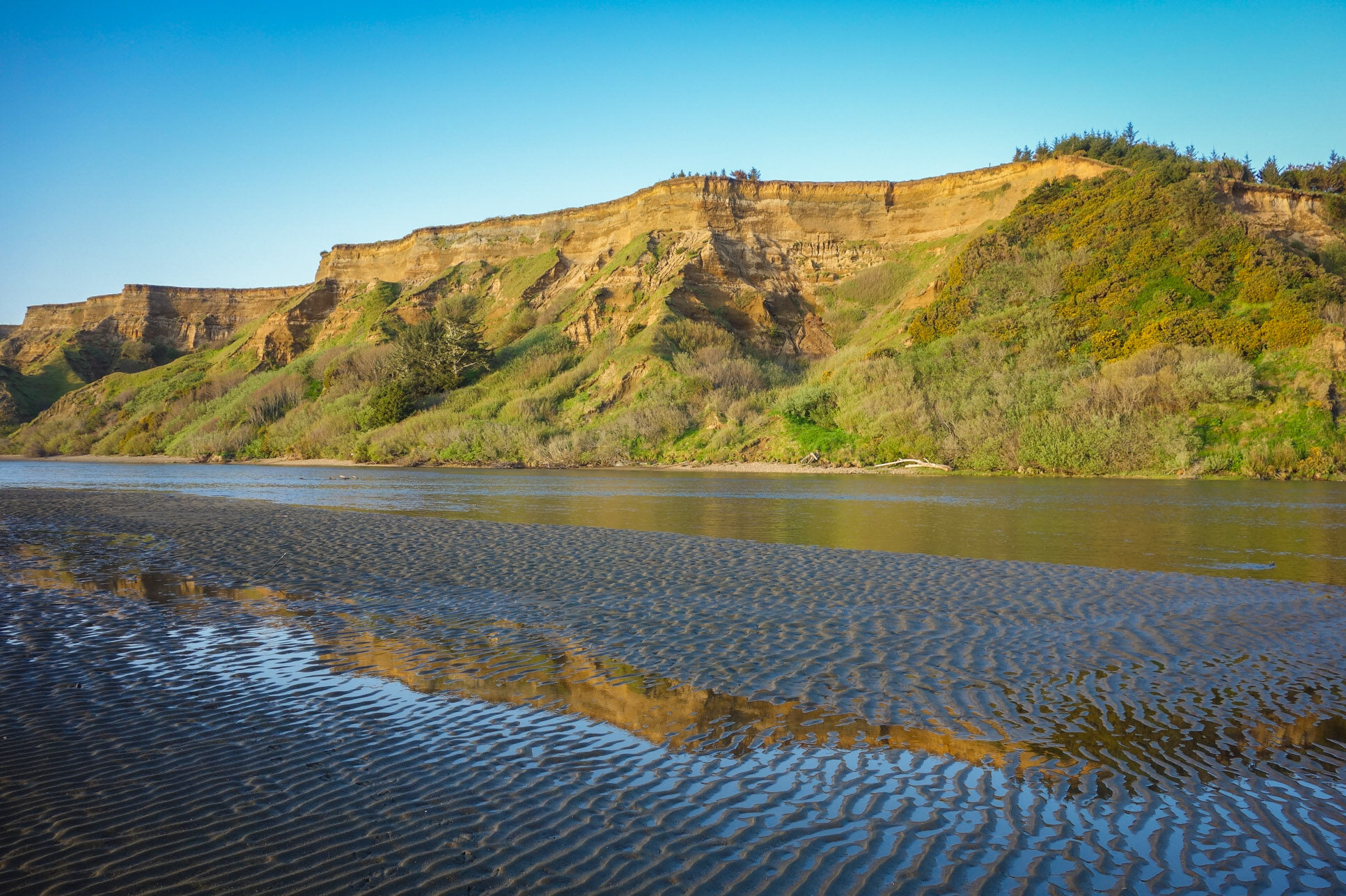 rugged coastline and wide rippled beaches in southern oregon