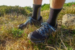 Closeup of socks in shoes