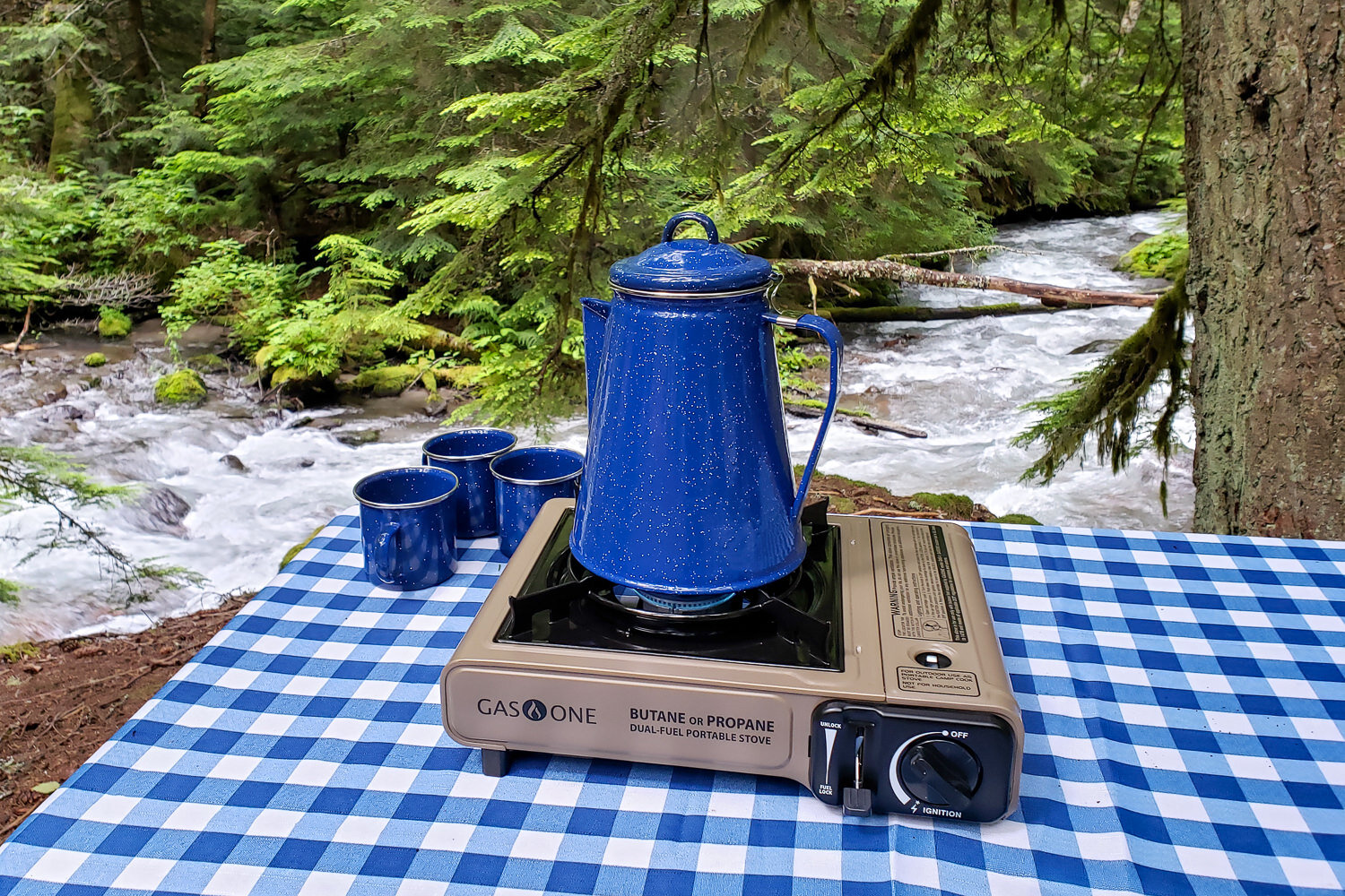 https://www.cleverhiker.com/wp-content/uploads/2023/08/The-Gas-ONE-GS-1000-Stove-with-a-blue-coffee-percolator-in-front-of-a-creek.jpeg