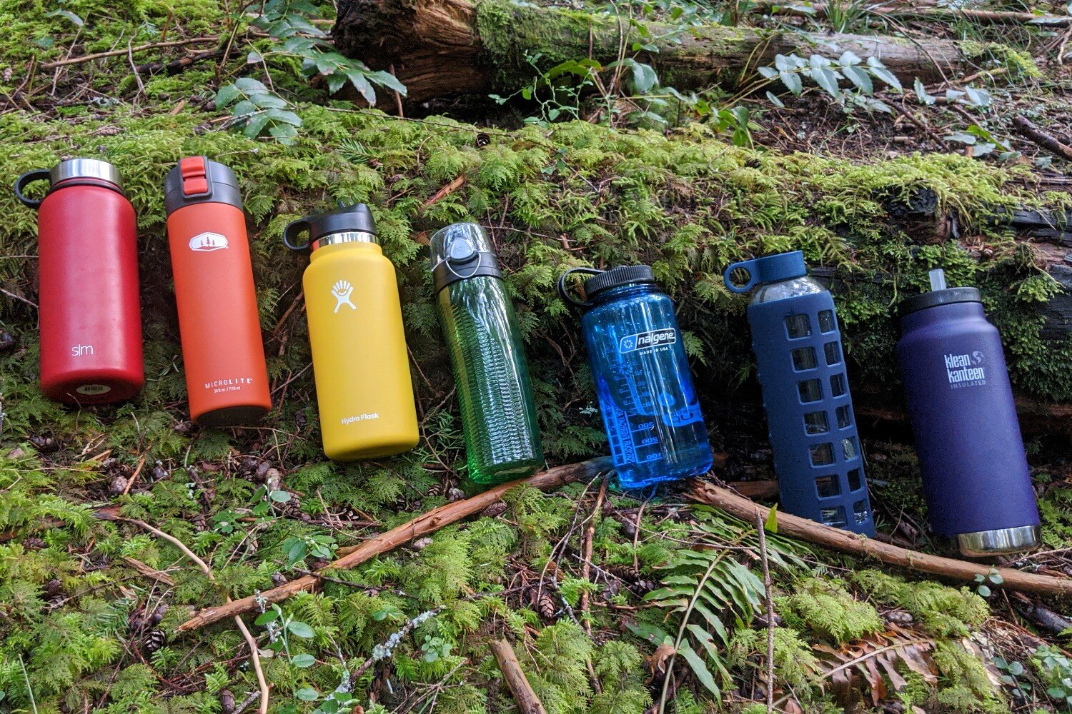 https://www.cleverhiker.com/wp-content/uploads/2023/08/colorful-water-bottles-rainbow-hydro-flask-thermos-nalgene-klean-kanteen-GSI.jpeg