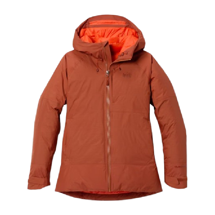 women's REI stormhenge hybrid jacket in iron oxide stock image