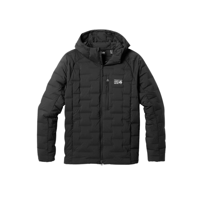 mountain hardwear mens stretchdown insulated jacket in black stock image