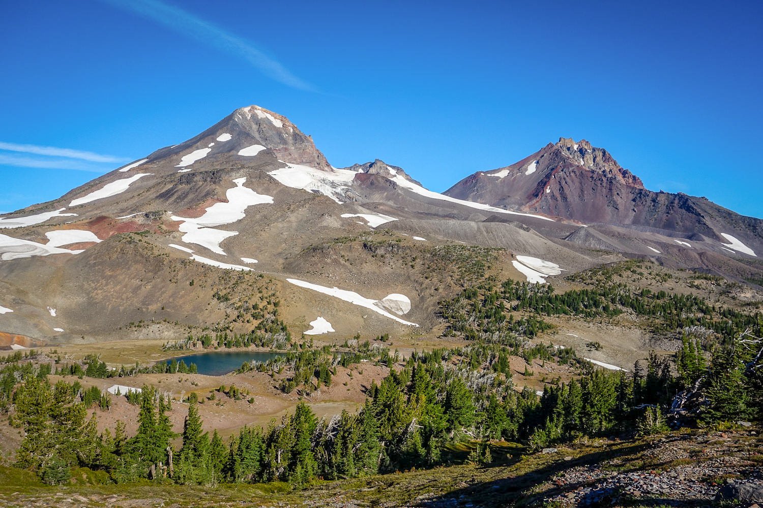 middle and north sister in oregon on a sunny day