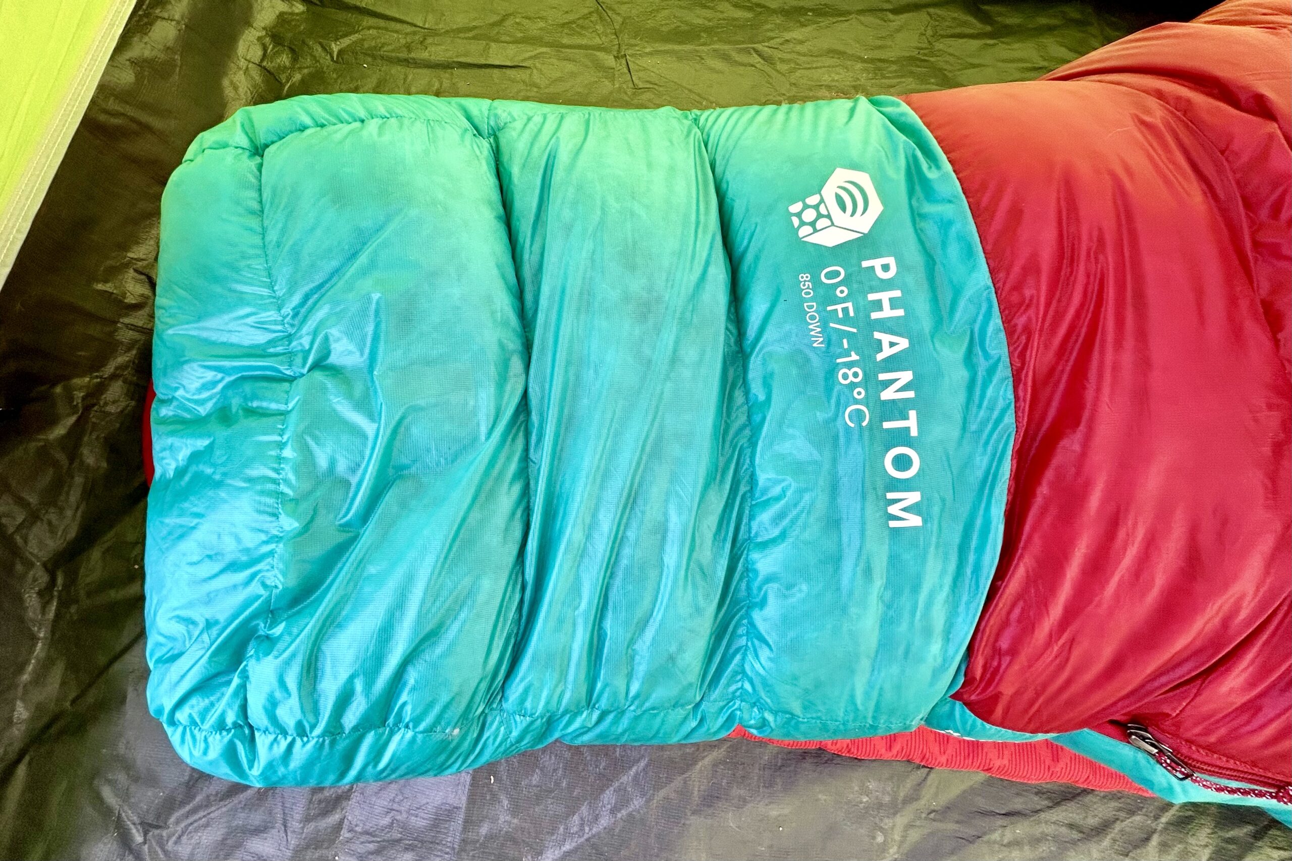 An up-close image of the footbox of a sleeping bag.