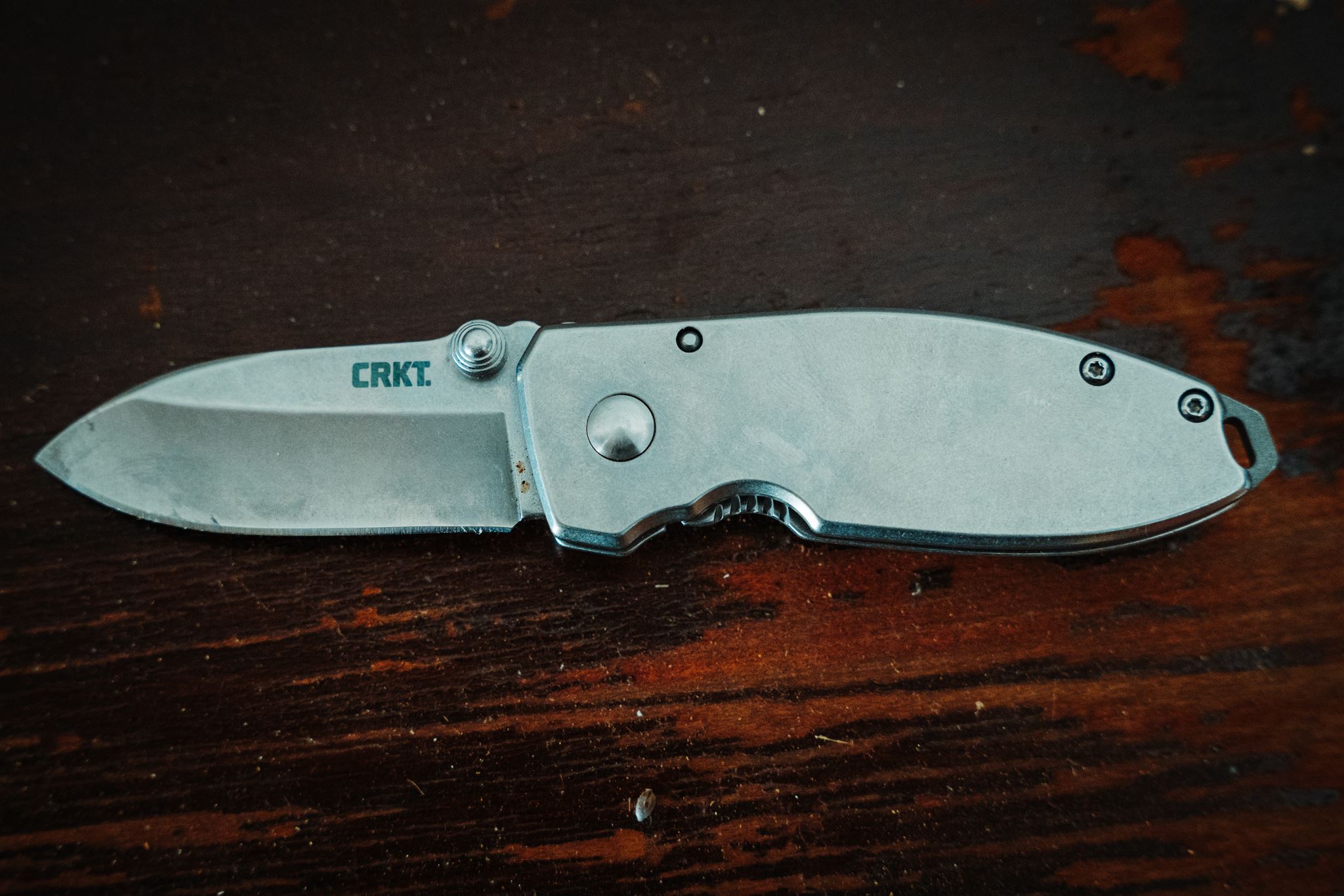 Product photo of open CRKT Squid pocket knife to show size and blade length