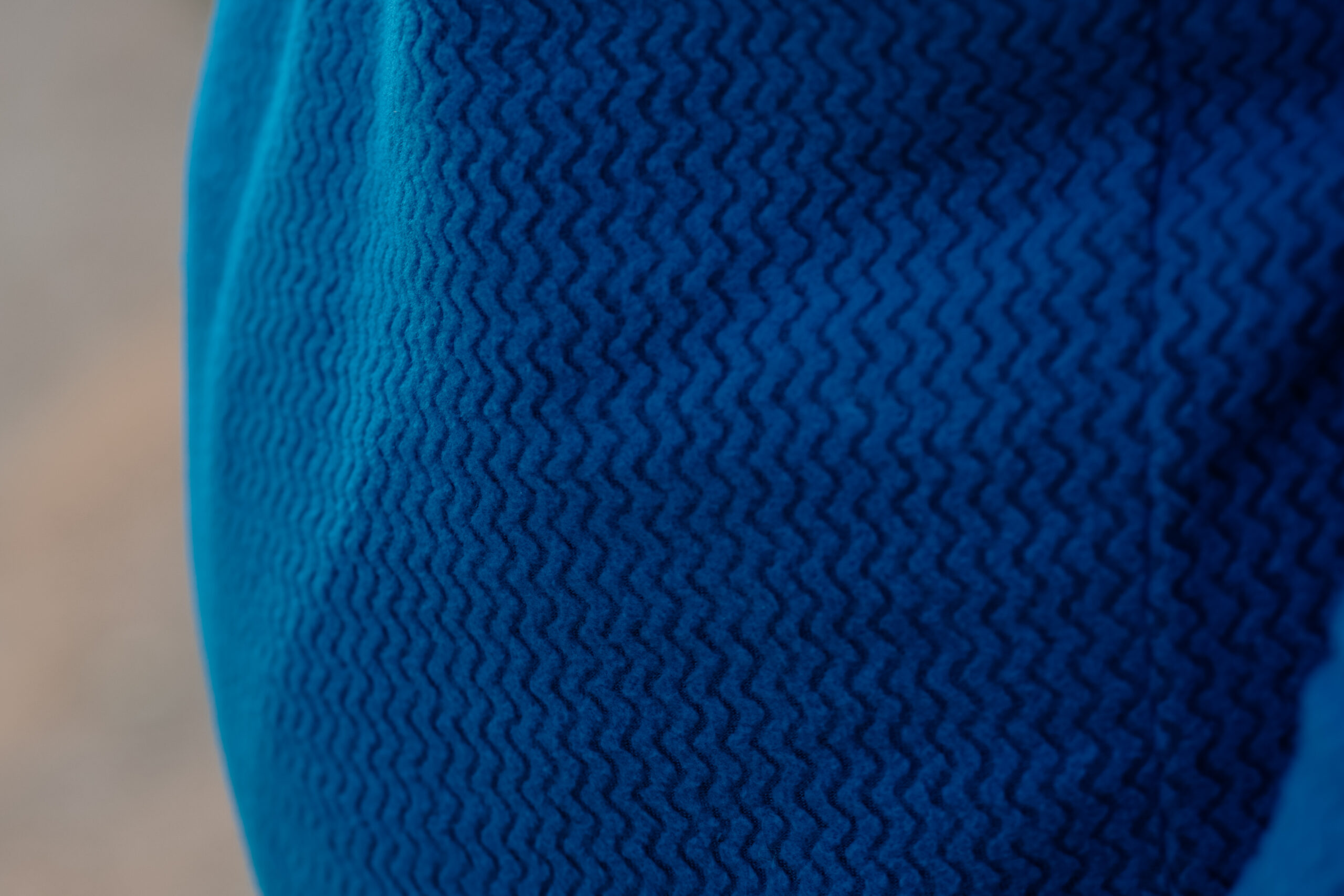 Close up shot of a fleece zig-zag pattern.