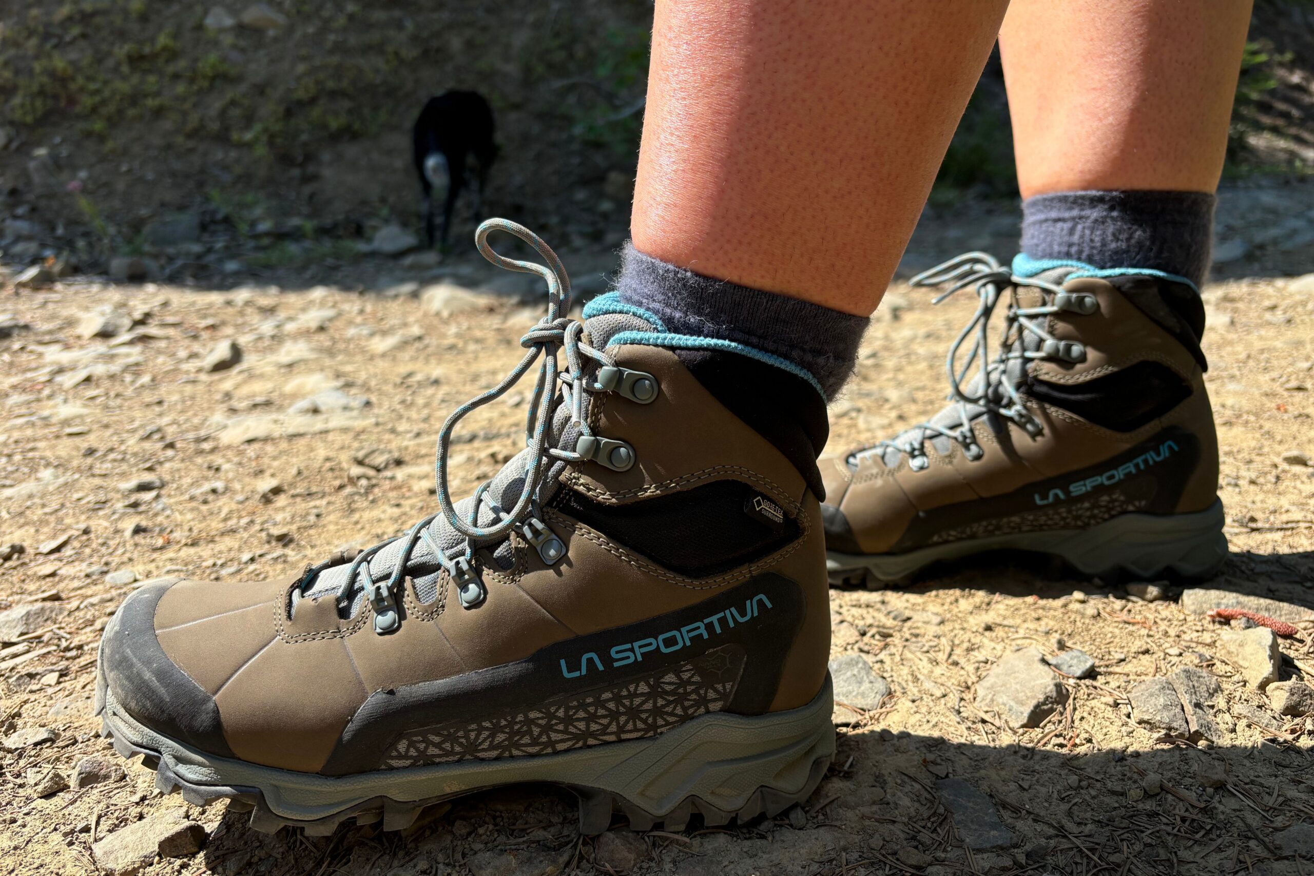 Hiker wearing the La Sportiva Nucleo High II GTX Women's Hiking Boots