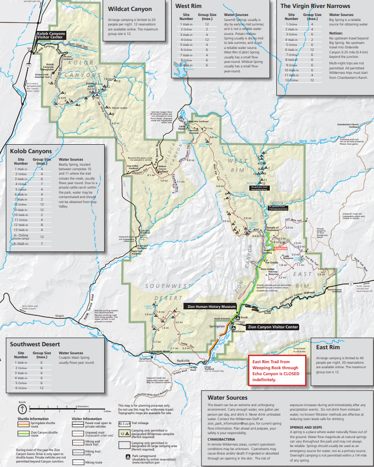 zion national park graphic map