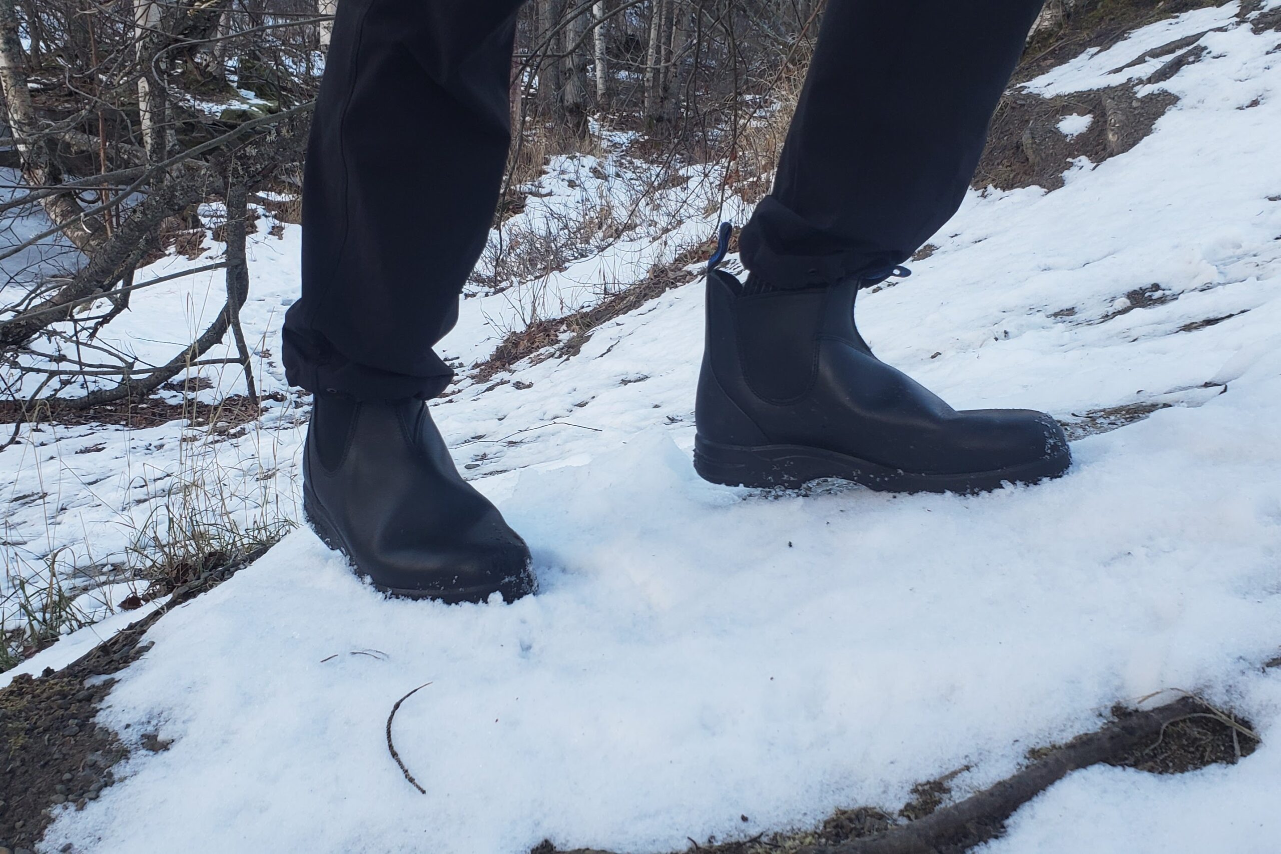 A closeup of the sides of winter boots.