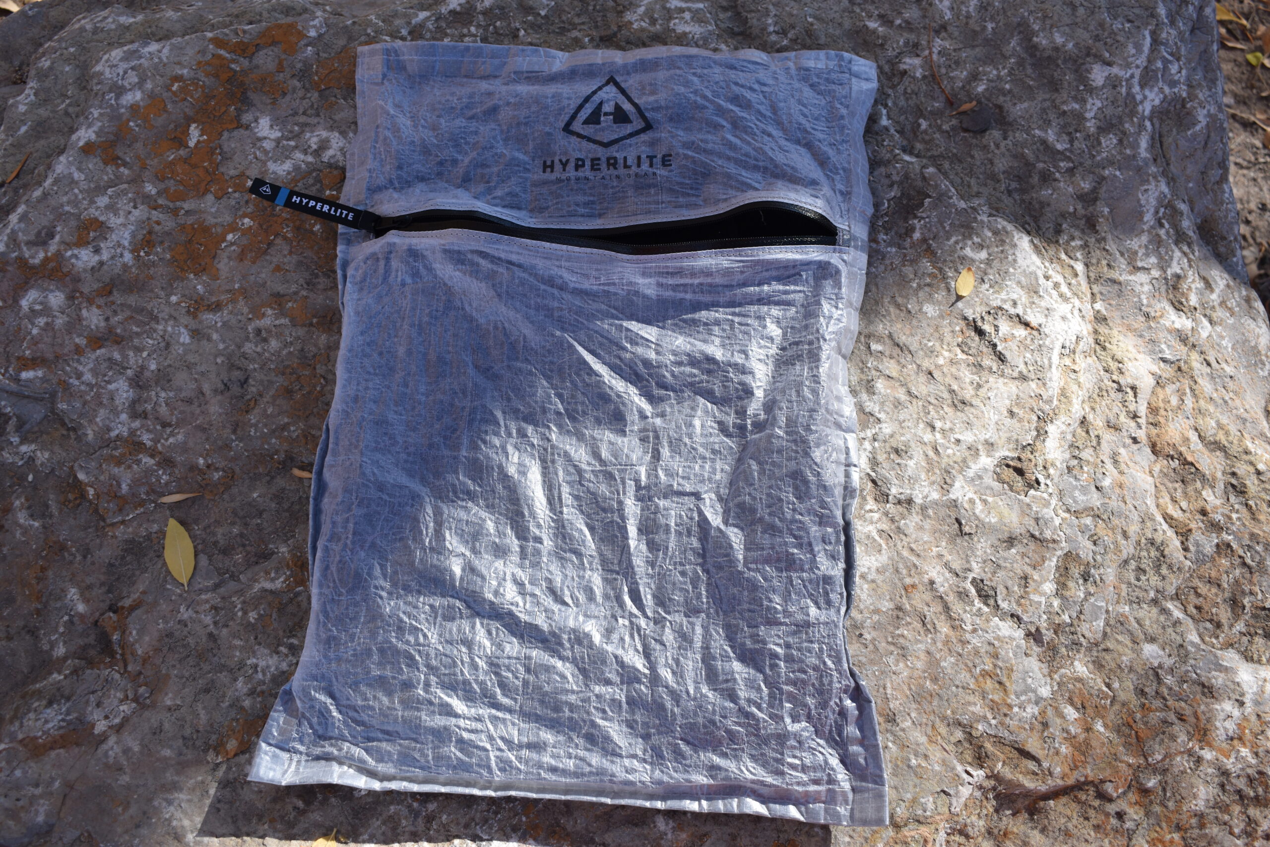 Close up of Hyperlite Stuff Sack Pillow sitting on a boulder