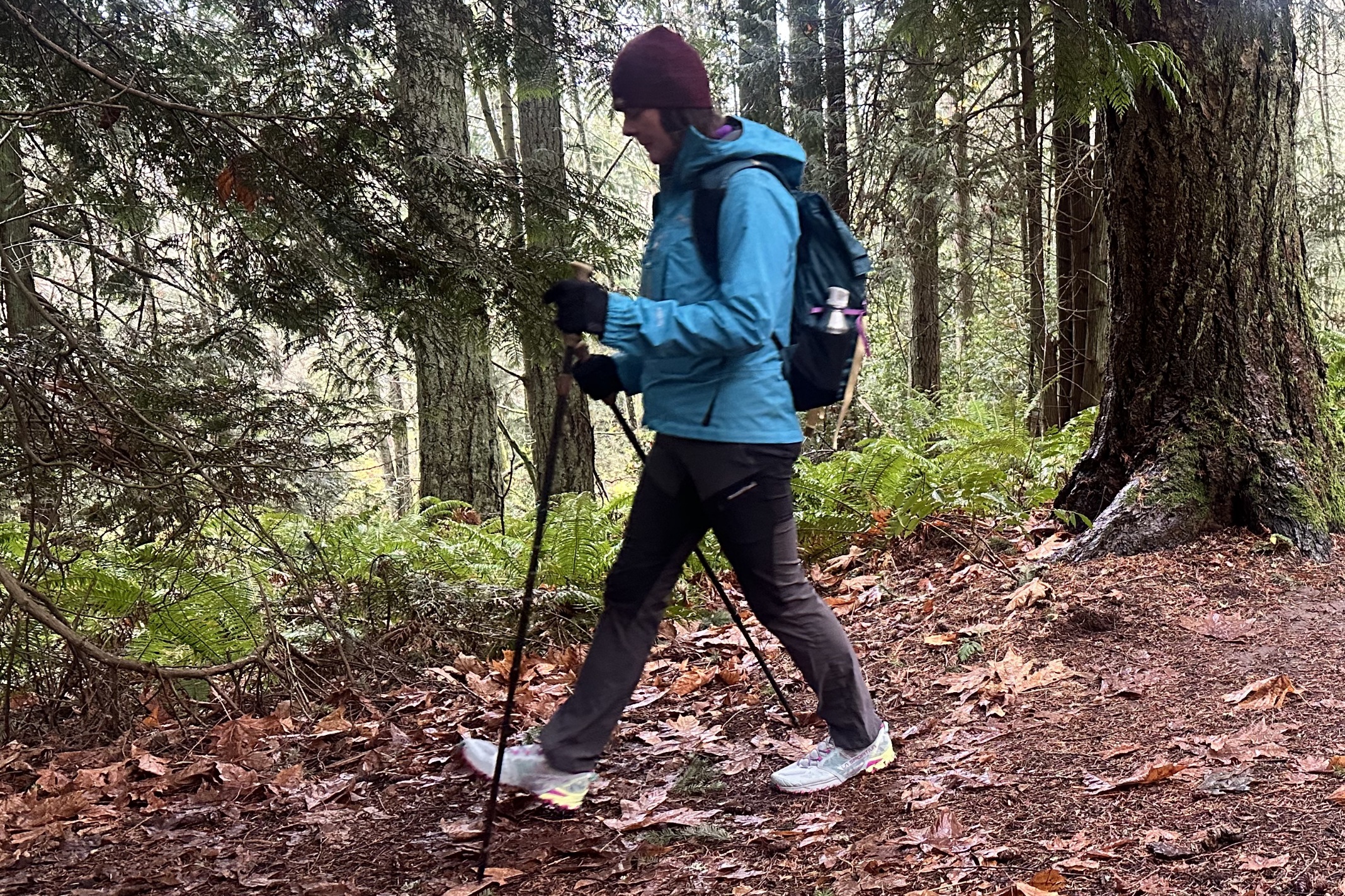 Hiker wearing La Sportiva Women's Bushido III