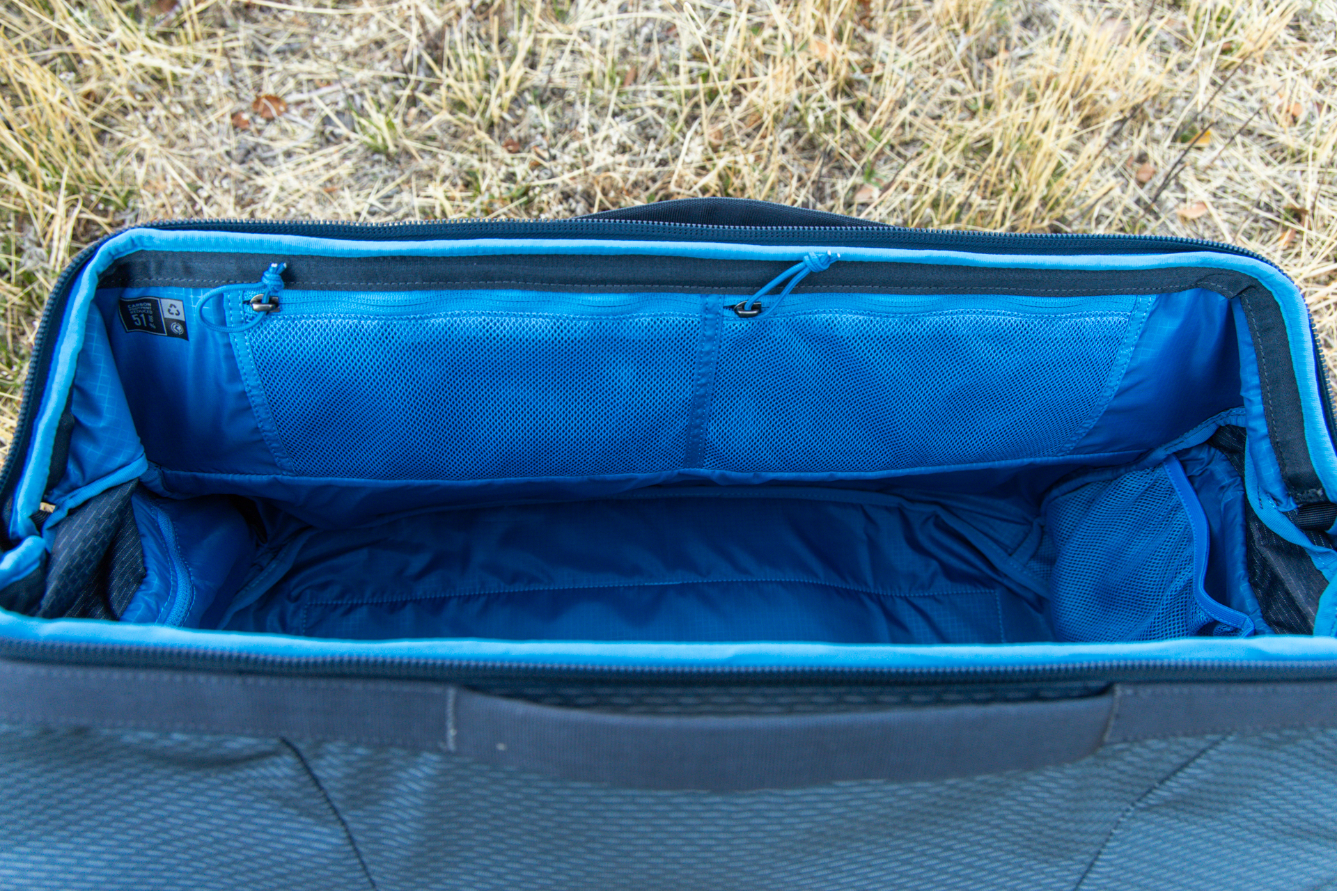 Two interior zipper pockets inside the Gregory Alpaca Wide Mouth 50 duffel.