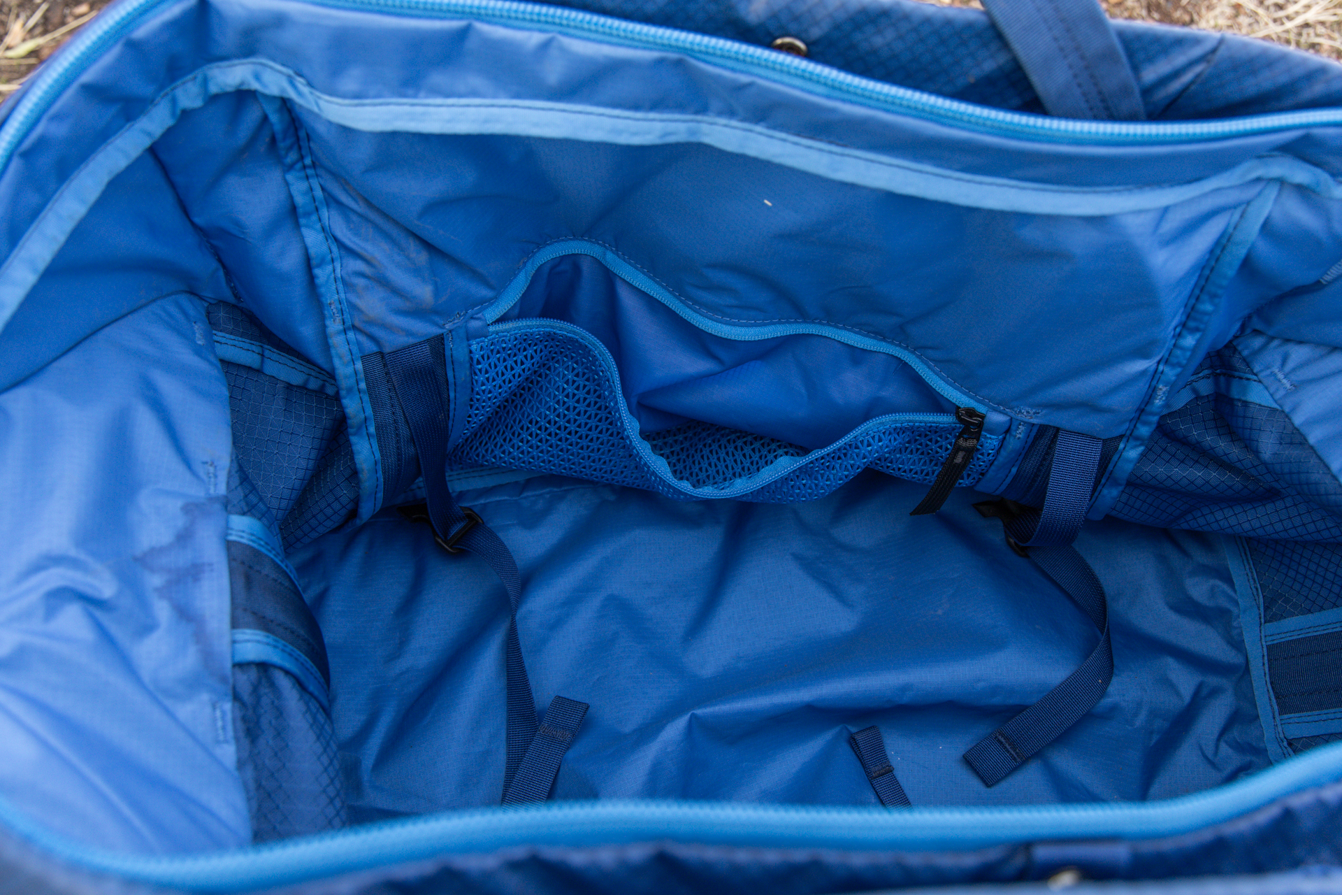 A mesh interior zipper pocket inside the Nemo Double Haul.