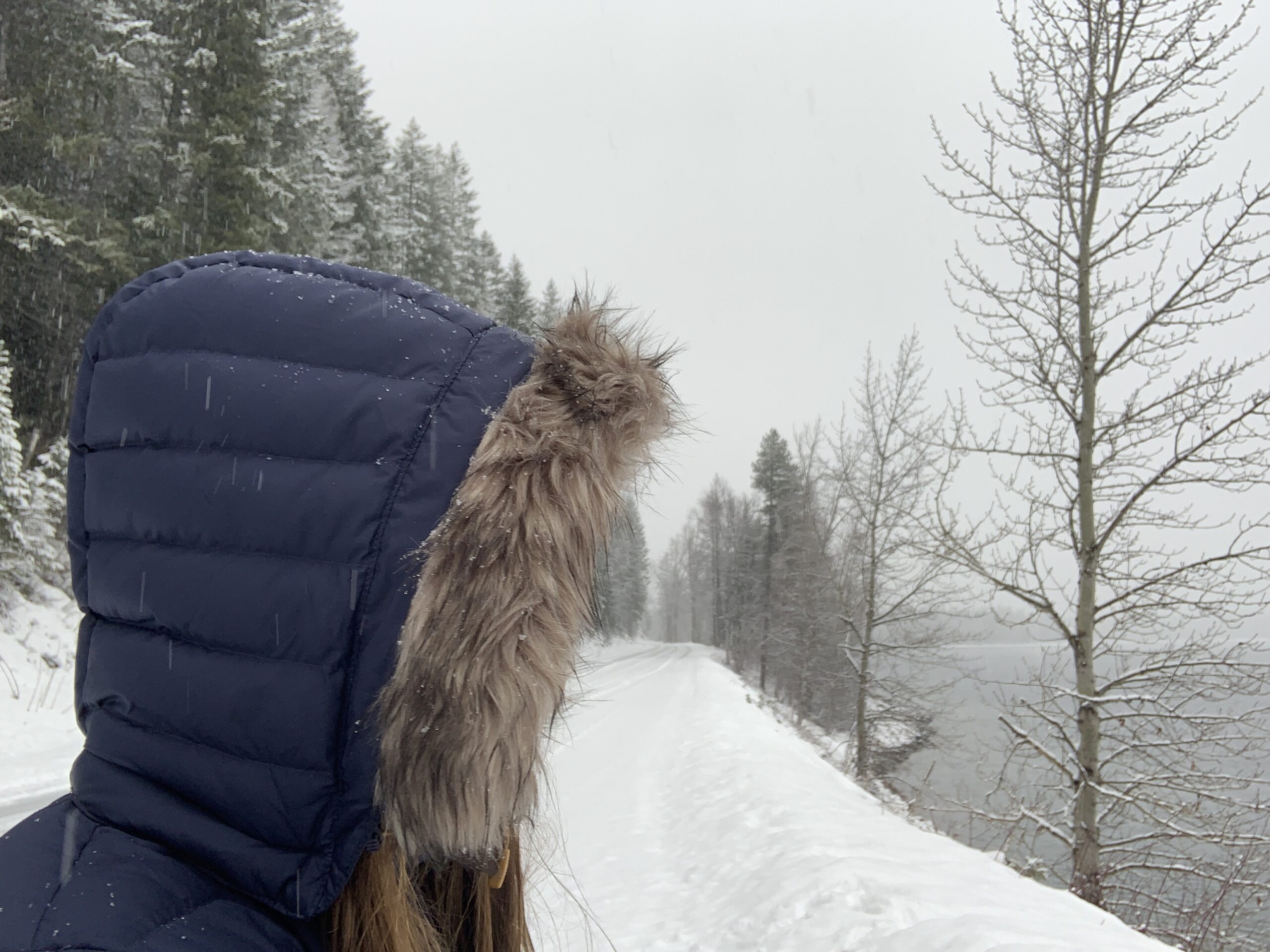 a side view of the rab deep cover parka's hood