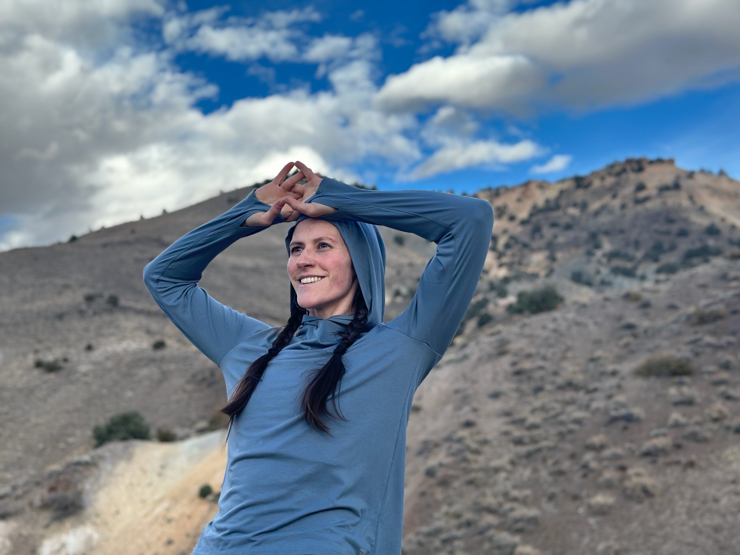 woman hiking in high desert 