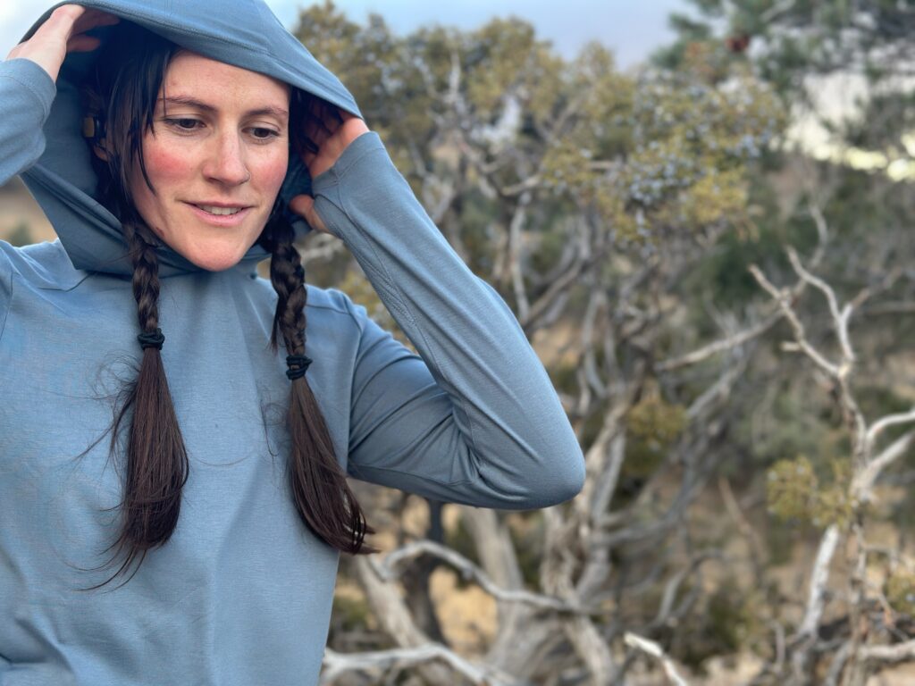 woman hiking in high desert