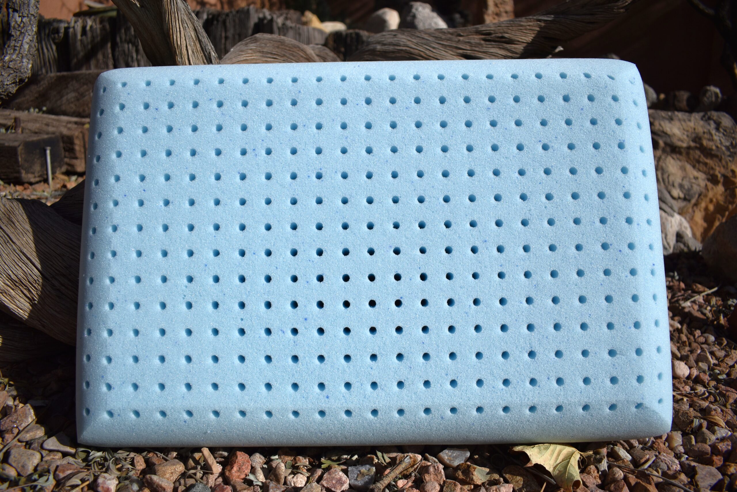 Close up of the perforated foam block of the Weekender Camp Pillow