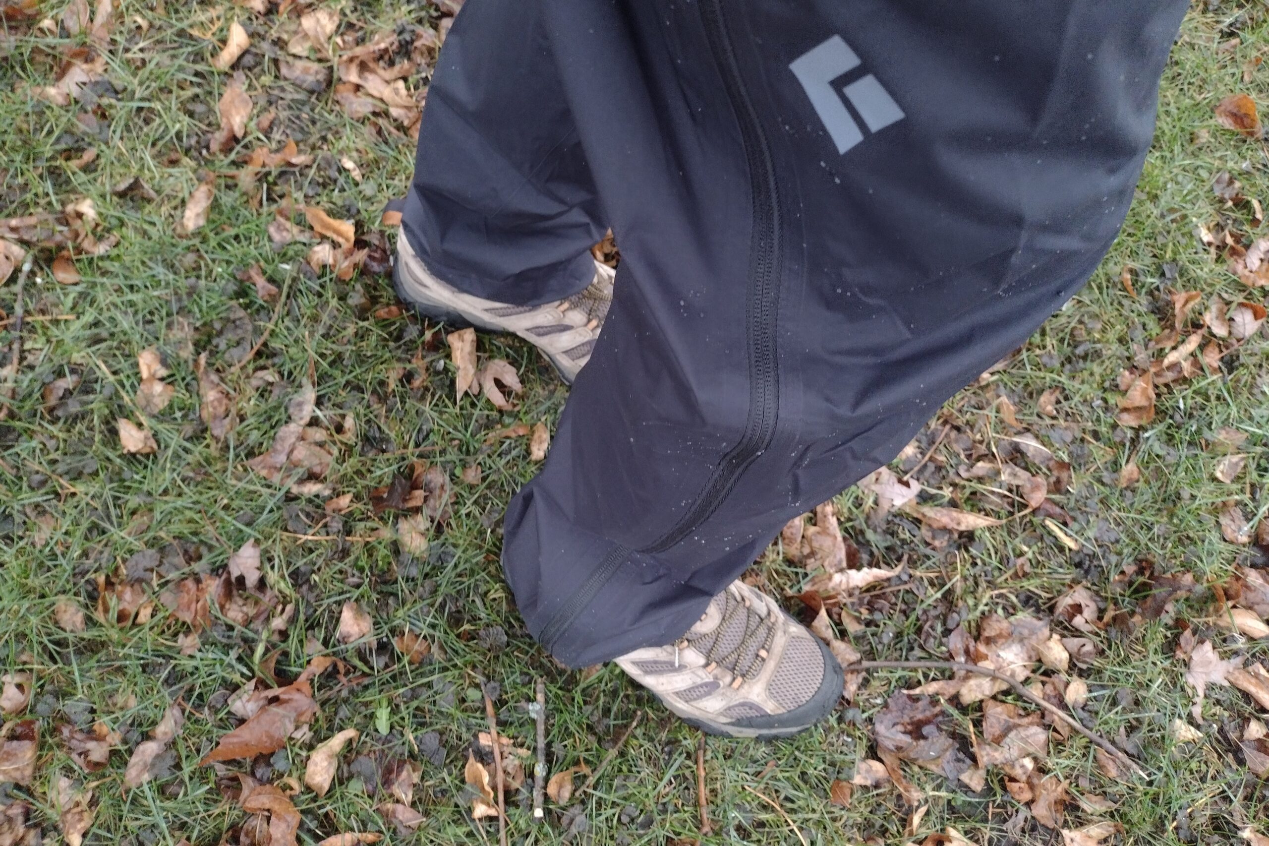 Closeup of a person's legs in the Black Diamond Fineline Stretch pants