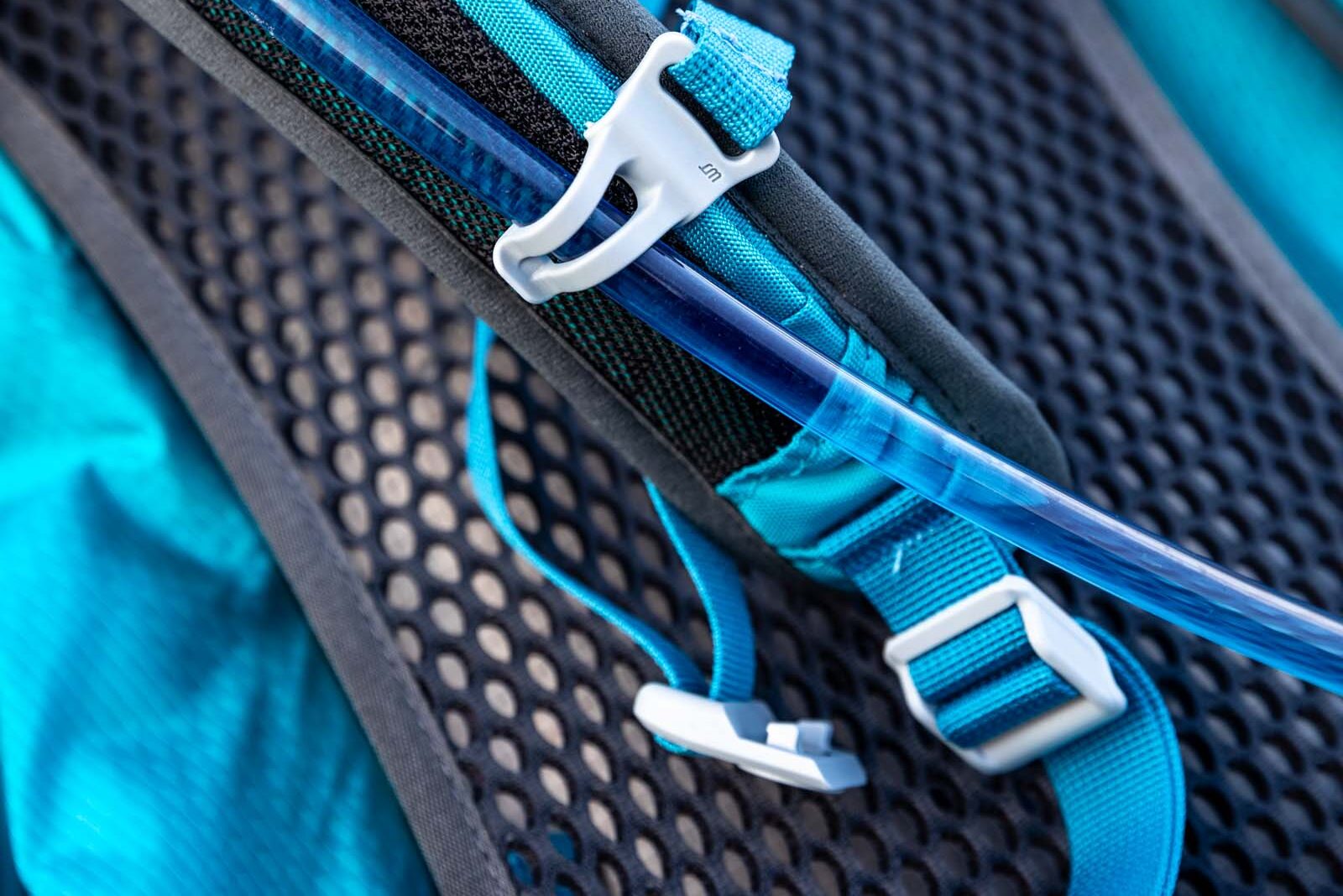 Details of Gregory Juno 24 H2O - a view of the hydration hose connection to the shoulder strap