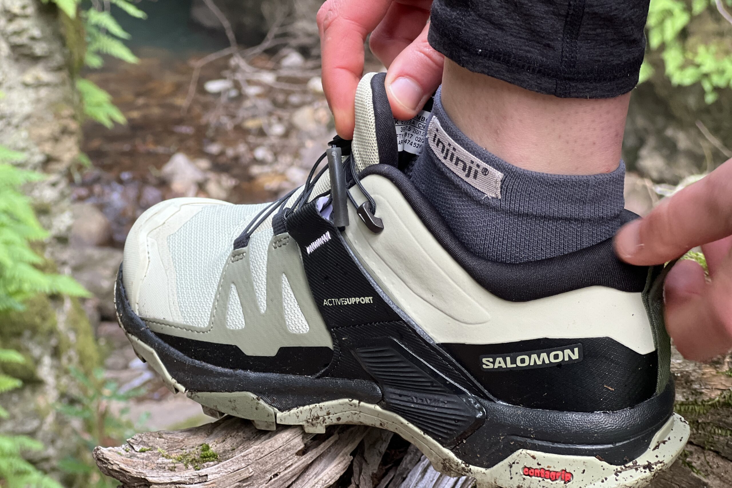 Close up showing the padded features of the Salomon X Ultra 4 Low shoes.